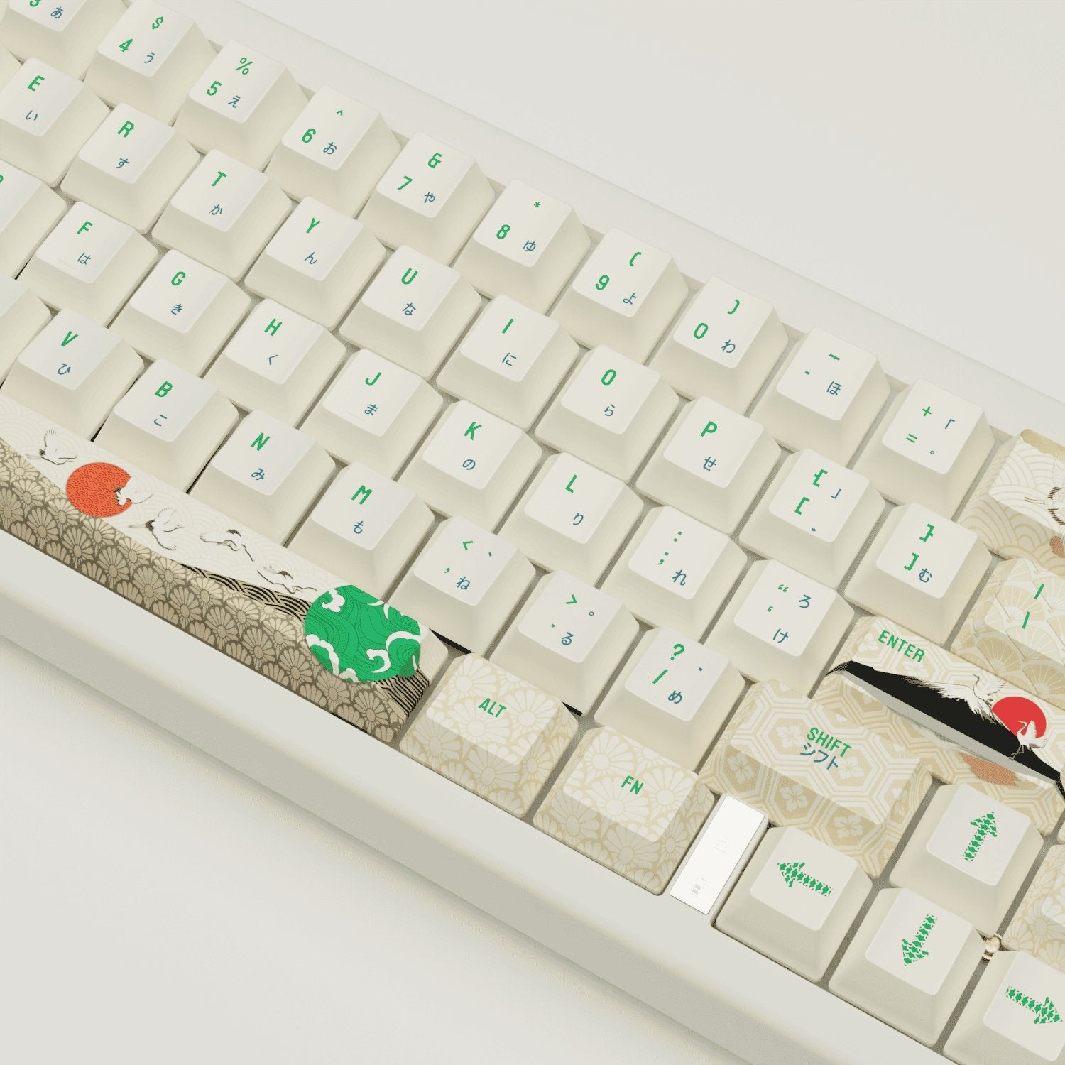 Japanese Crane Design Keycaps and Mechanical Keyboard